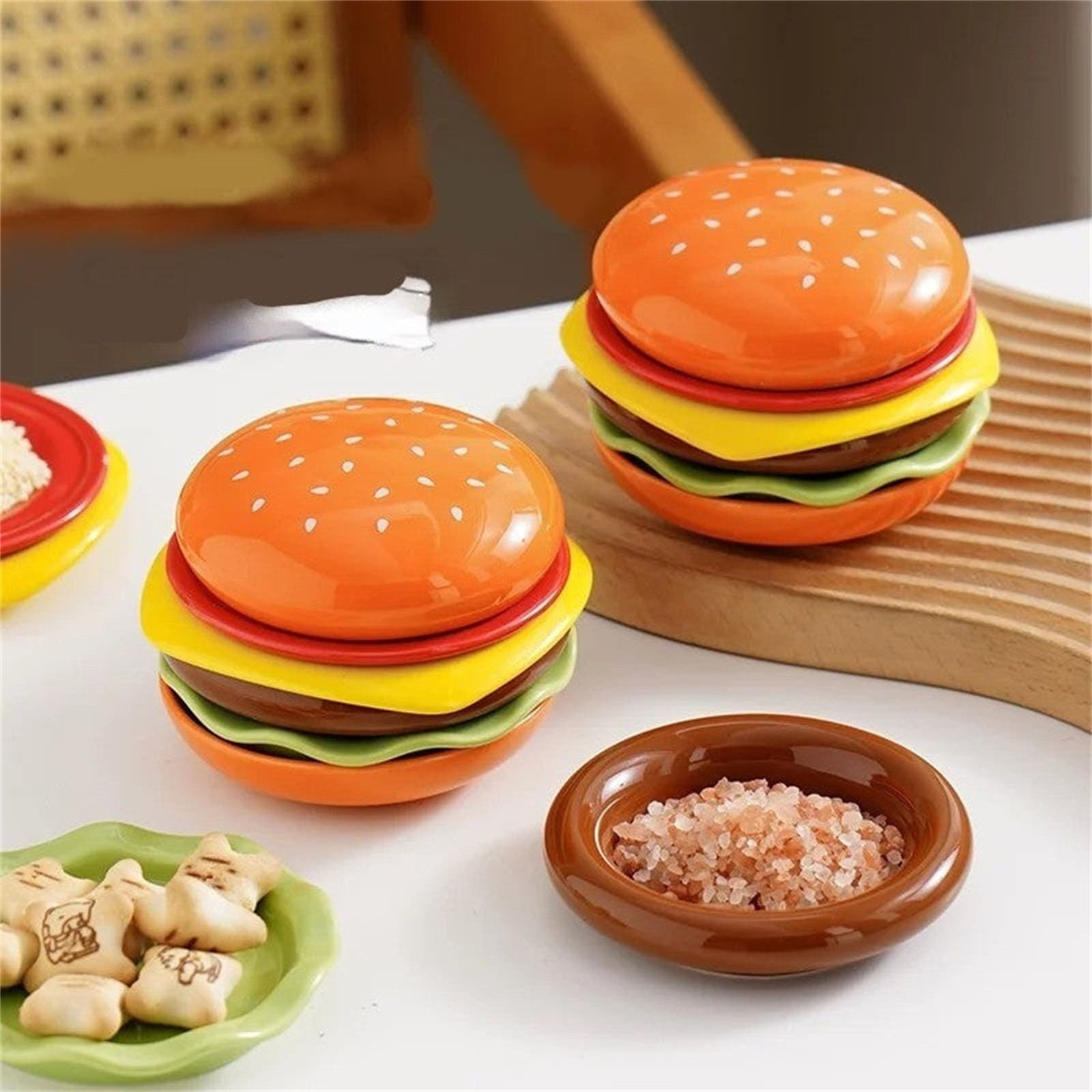 Lot De 5 Ou 7 Assiettes à Hamburger Empilables - Bols Individuels Pour Condiments, Barbecue, Fête, Cadeau Amusant