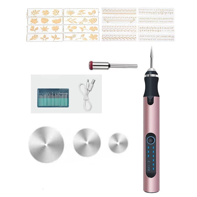 de grabado eléctrica profesional, de grabado recargable por USB, juego de herramientas de grabado para joyería, pulido de madera Rosado Sunnimix pluma de grabado