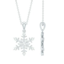 Rosec Jewels Lab Grown Diamond Snowflake Pendant with Chain (Ef-Vs Quality) - Winter Jewelry for Christmas (Ready to Gift), 925 Sterling Silver