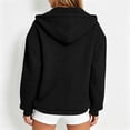 thumbnail image 6 of Qulqfy Hoodies for Women Waffle Knit Black Hooded Lightweight Casual Winter Fall Drawstring Long Sleeve Loose Zip Up Track Jackets with Pockets XL, 6 of 6