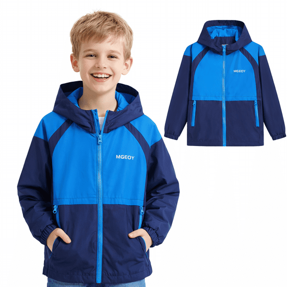 MGEOY Boys Girls Hooded Rain Jackets Waterproof Rain coats Windbreaker for Kids Lightweight Jackets