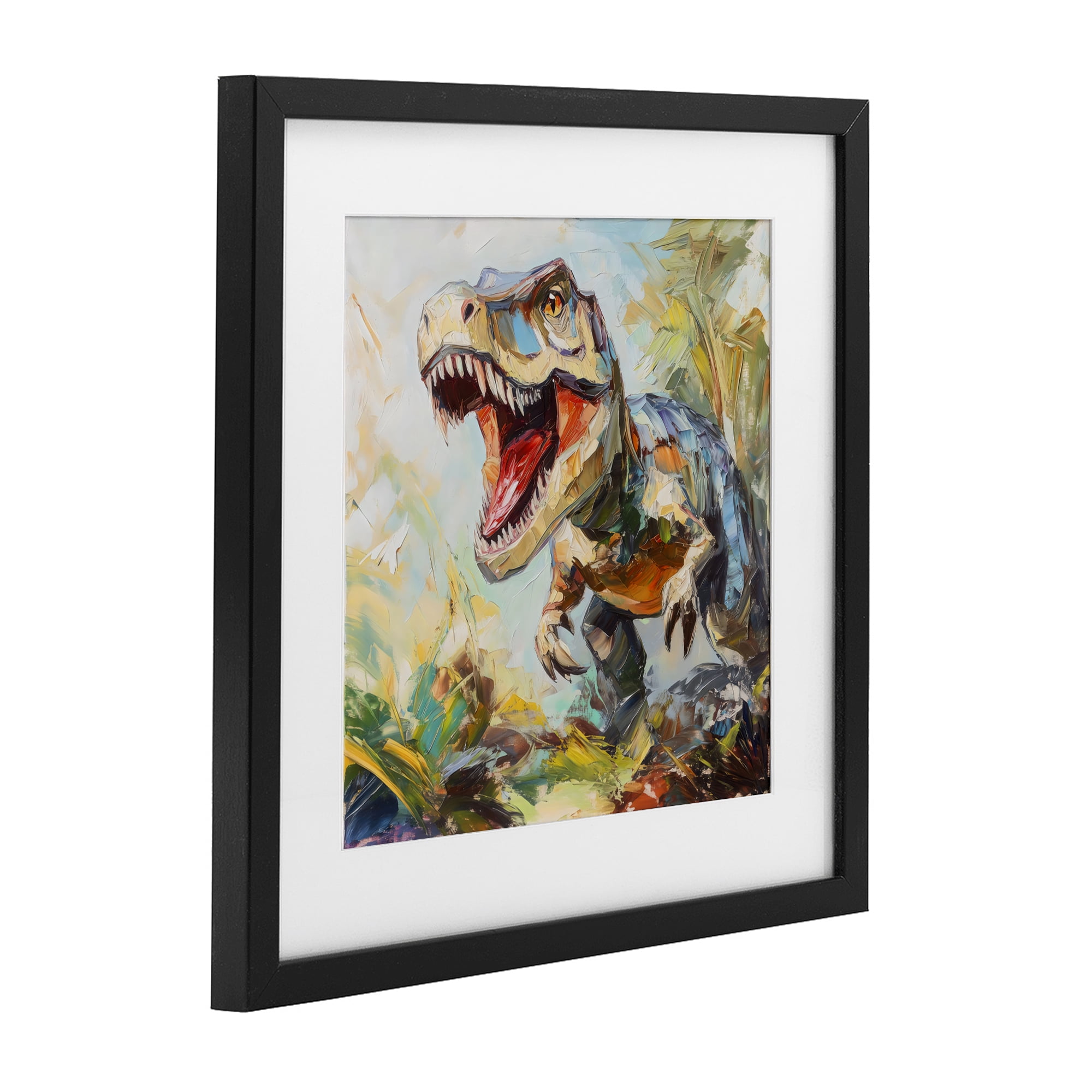Stupell Industries Enchanting T-Rex Roar Black Framed Print Under Glass, design by Creative Studio