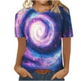 thumbnail image 4 of Womens Galaxy Graphic T-shirt Fashion Summer Tops Dressy Casual Crewneck Short Sleeve Shirts Going Out Workout Outfit Spring Sky Print Tshirts Trendy Basic Tees Clothes 2025, 4 of 5