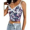 thumbnail image 5 of Yuemengxuan Ladies Simple Style Midriff-baring Camisole, V-neck Lace Edge Sleeveless Top, 5 of 9