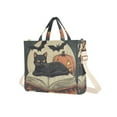 thumbnail image 7 of FORMRS Womens Corduroy Tote Bag Crossbody Shoulder Handbag with Pocket, Black Halloween Cat, 7 of 7