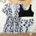 thumbnail image 2 of SGMVNU Girls Swimsuit with Kimono Cover up Girls Swimsuits 10-12 3 Piece Swimwear Set Summer Beach Wear Floral Print Teens Bathing Suit, Size 11-12 Years, 5-Black, 2 of 7