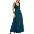 thumbnail image 3 of Badgley Mischka womens  Feather Wrap Gown, 6, Teal, 3 of 5