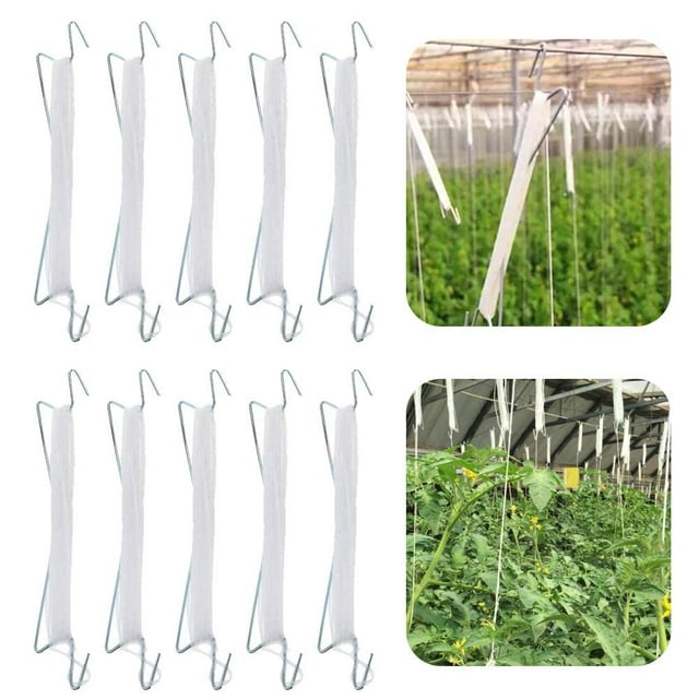 10 ganchos de soporte para tomates, ganchos para escalar plantas, ganchos de jardín para flores de jardín, vegetales, herramienta de soporte para atar plantas, cuerda de 33 pies