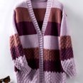 thumbnail image 4 of Women's Color Block Open Front Cardigan, Womens Fall Sweaters, Long Sleeve Casual Knit Layering Sweater, 4 of 4