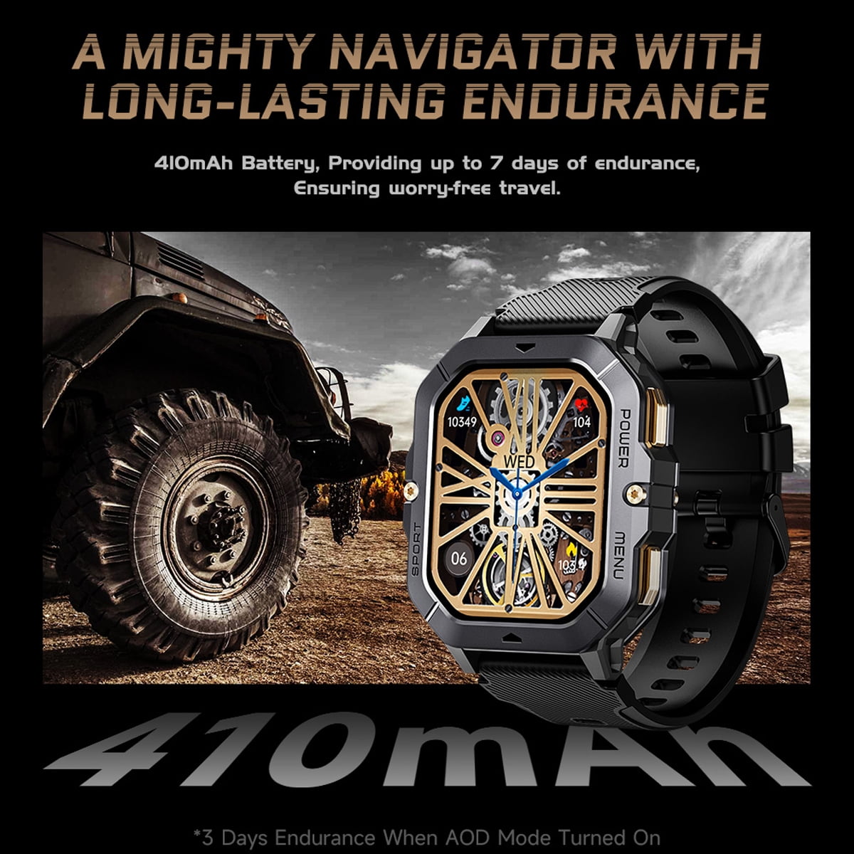 Findtime Military Smart Watch for Men (Answer/Make Calls), 2.02" HD Fitness Smart Watch for Android and iOS, 5ATM Waterproof Smartwatch