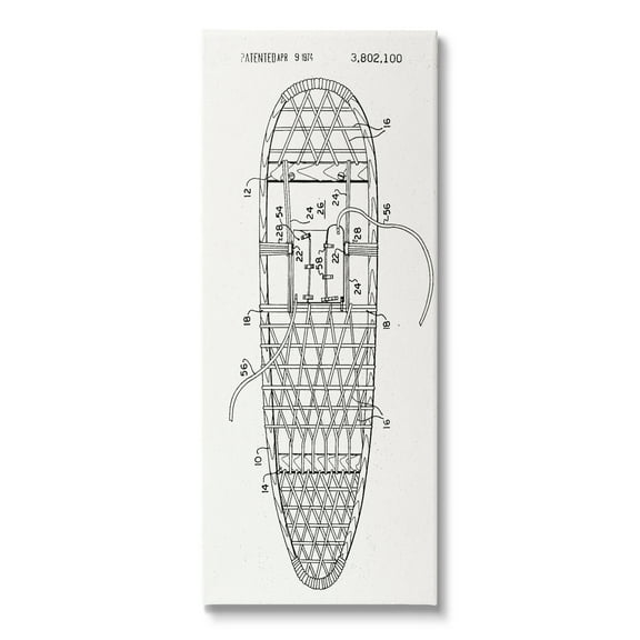 Stupell Industries Snowshoe Winter Patent Blueprint Sports Painting Gallery Wrapped Canvas Print Wall Art