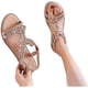 thumbnail image 3 of Sandalias planas bohemias para mujer Playa con diamantes, Sandalias de diamantes con correa de tacón bajo Wmkox8yii shjk921, 3 of 9