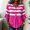 Hot Pink, variant on Wovilon Summer Casual V Neck Striped Blouse for Women, 3/4 Ruffle Sleeve Button Down Front with Pleated Detail, Relaxed Fit Everyday Vacation Outfit