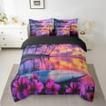 thumbnail image 2 of Erosebridal Tropical Beach Bedding Sets Twin Size, Rustic Lake Comforter Sets with Sheets, Pink Floral Reversible Bed Set, Lightweight Room Decor, 7 Pieces, 2 of 4