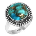 thumbnail image 1 of 925 Silver Ring For Women - Girls Copper Blue Turquoise Stone Silver Ring Size 7.5 December Birthstone Hand Made Silver Ring Size 7.5 Gift For Mother On Friendship Day 925 Gemstone Silver Jewelry, 1 of 6