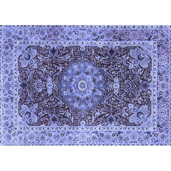 Ahgly Company Indoor Rectangle Medallion Blue Traditional Area Rugs, 2' x 3'