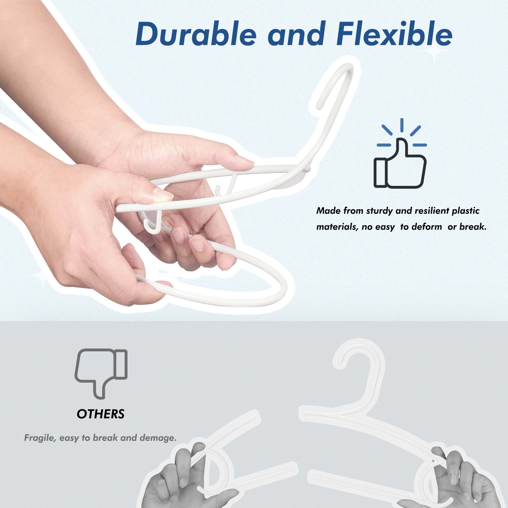 ACSTEP Plastic Clothes Hangers,100 Pack Standard Plastic Hangers,Non Slip Heavy Duty Hangers for Coats, Pants & Dress Clothes(White)