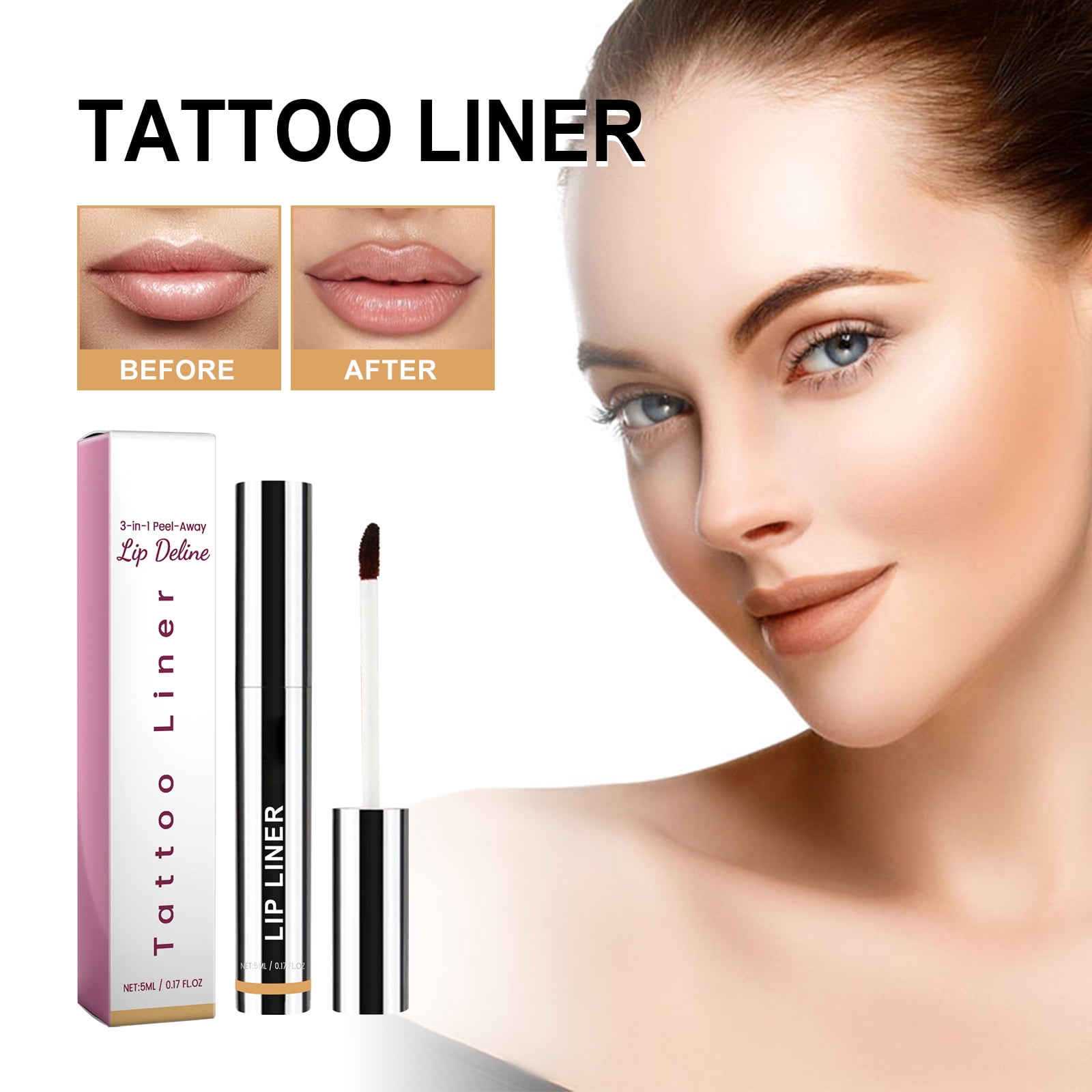 Alvantor Lip Liner, Long Lasting Waterproof Peel Off Lip Stain, Highly Pigmented Color and Transfer Proof Matte Finish, Light Brown 0.17fl.oz