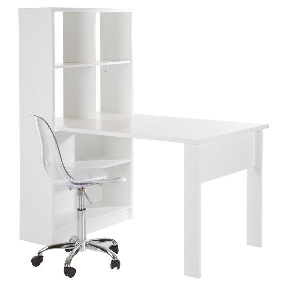 South Shore Annexe Computer Desk with Chair in Pure White