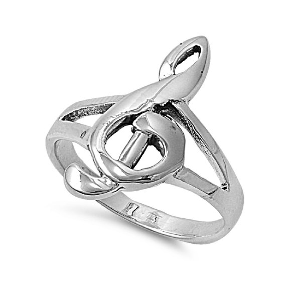 925 Sterling Silver Musical Note Infinity Fusion Ring Size 5