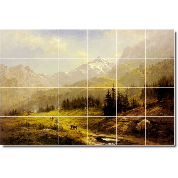 Ceramic Tile Mural-Benjamin Leader Landscapes Painting 161. 25.5" w x 17" h using (24) 4.25 x 4.25 ceramic tiles