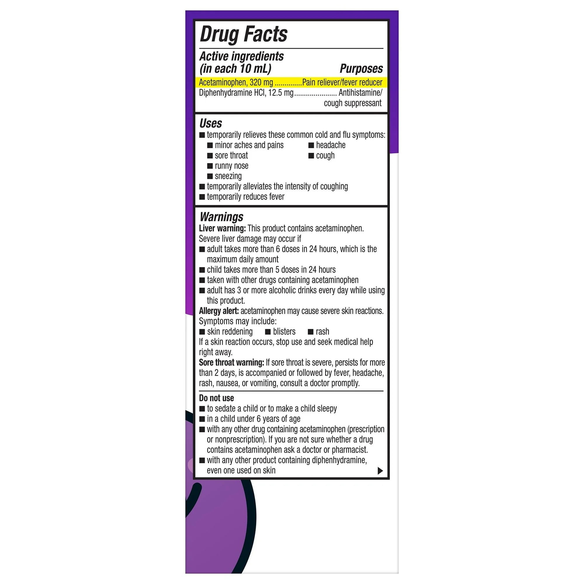 (3 pack) Children’s Dimetapp Multi-Symptom Cold & Flu Liquid, Fever, Cough, Relief, 4 fl oz