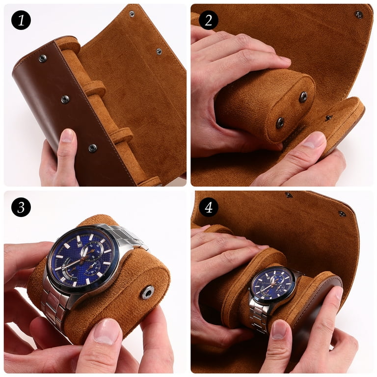 Oirlv Watch Box Travel Watch Case Watch Storage Display Box Single Portable Leather, Adult Unisex, Size: One size, Brown