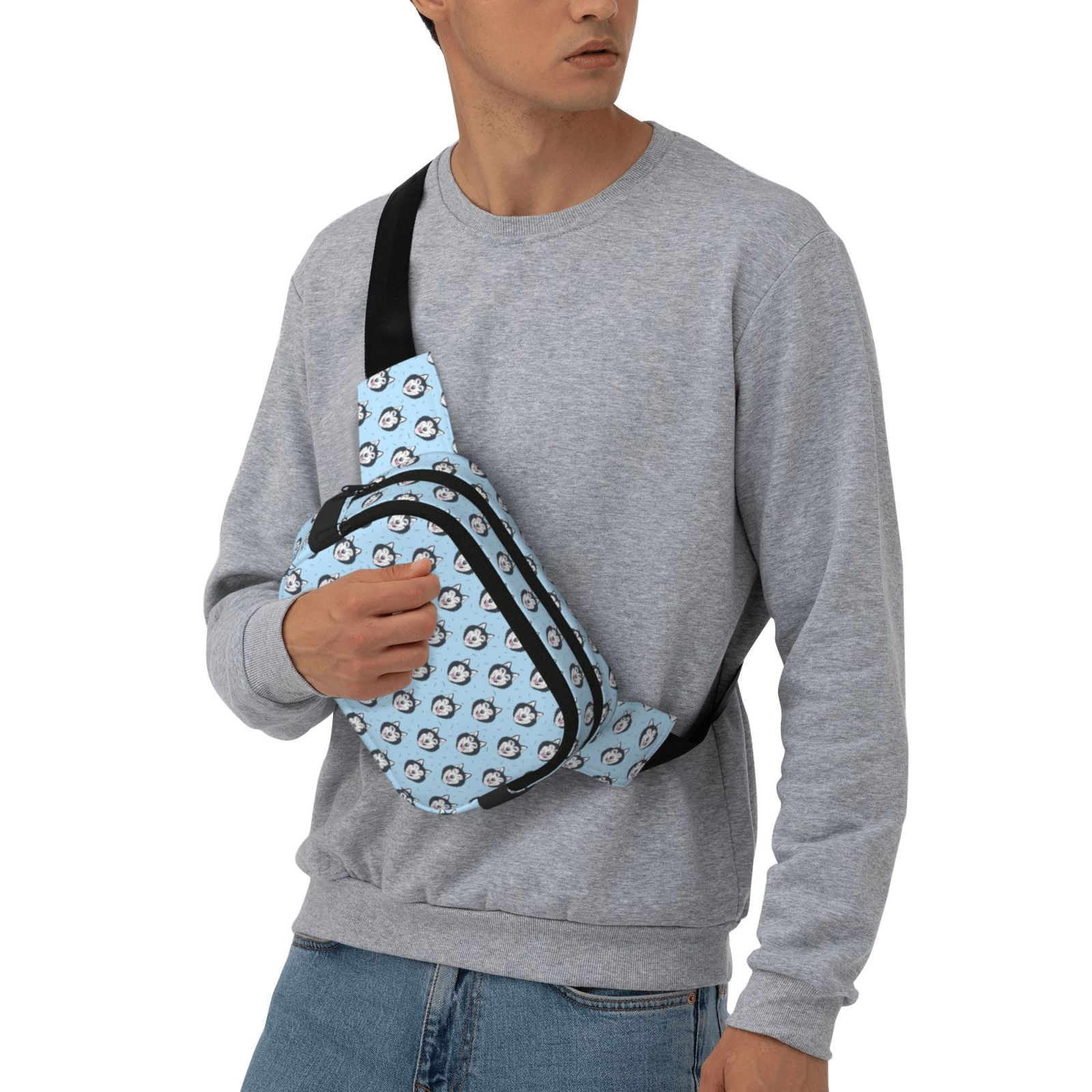 Kdxio Husky Head Crossbody Double Layer Waist Bag Belt Bag for Unisex Fanny Pack Fashion Waist Packs for Hiking Running Shopping Traveling