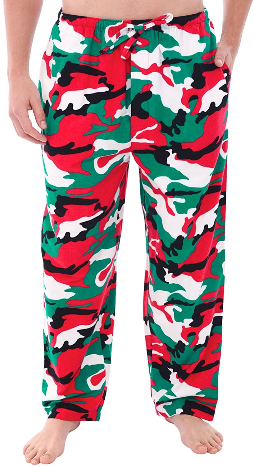 Men's Warm Flannel Pajama Pants, Long Cotton Pj Bottoms, 2X Christmas