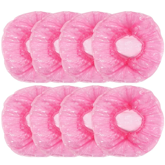 Shintop Gorros de ducha desechables para mujer, 100 paquetes de gorros para el cabello envueltos individualmente con gorro de baño elástico grande para el hogar, hotel, peluquería y spa (rosa)