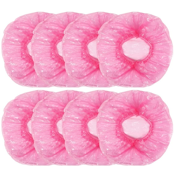 Shintop Gorros de ducha desechables para mujer, 100 paquetes de gorros para el cabello envueltos individualmente con gorro de baño elástico grande para el hogar, hotel, peluquería y spa (rosa)