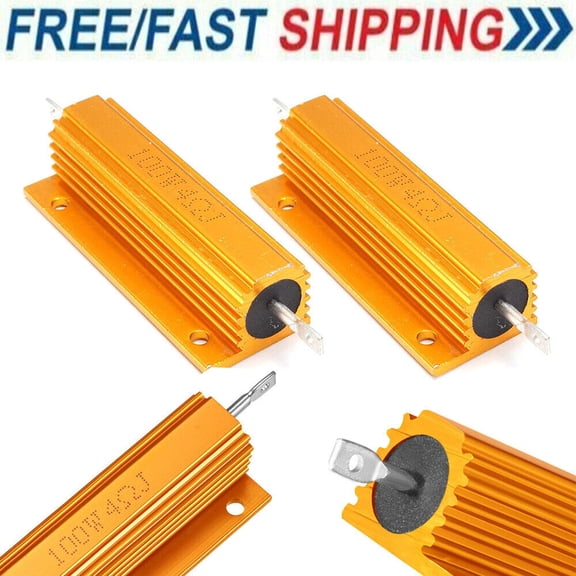 Quick 4 Ohm 4 100W Watt Aluminum Housed Metal Case Wirewound Resistors 2/4Pcs