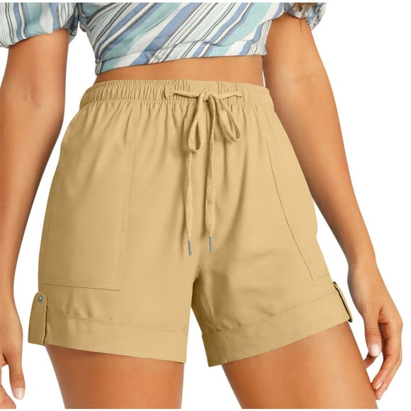 Summer Savings Clearance 2025! BOVXNPU Summer Womens Casual Shorts,Plus Size Womens Drawstring Shorts 5" Inseam,Plus Size Comfy Drawstring Casual Elastic Waist Pocket Loose Shorts Pants