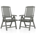 thumbnail image 1 of Gymax 2PCS Foldable Patio Chair w/Armrest Curved Back Slatted Seat for Backyard Deck Gray, 1 of 7