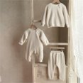 thumbnail image 2 of Gibobby Mameluco para niño de manga larga para bebé recién nacido, mono liso acanalado para primavera y otoño, ropa(Beige, 6-12 Meses), 2 of 4