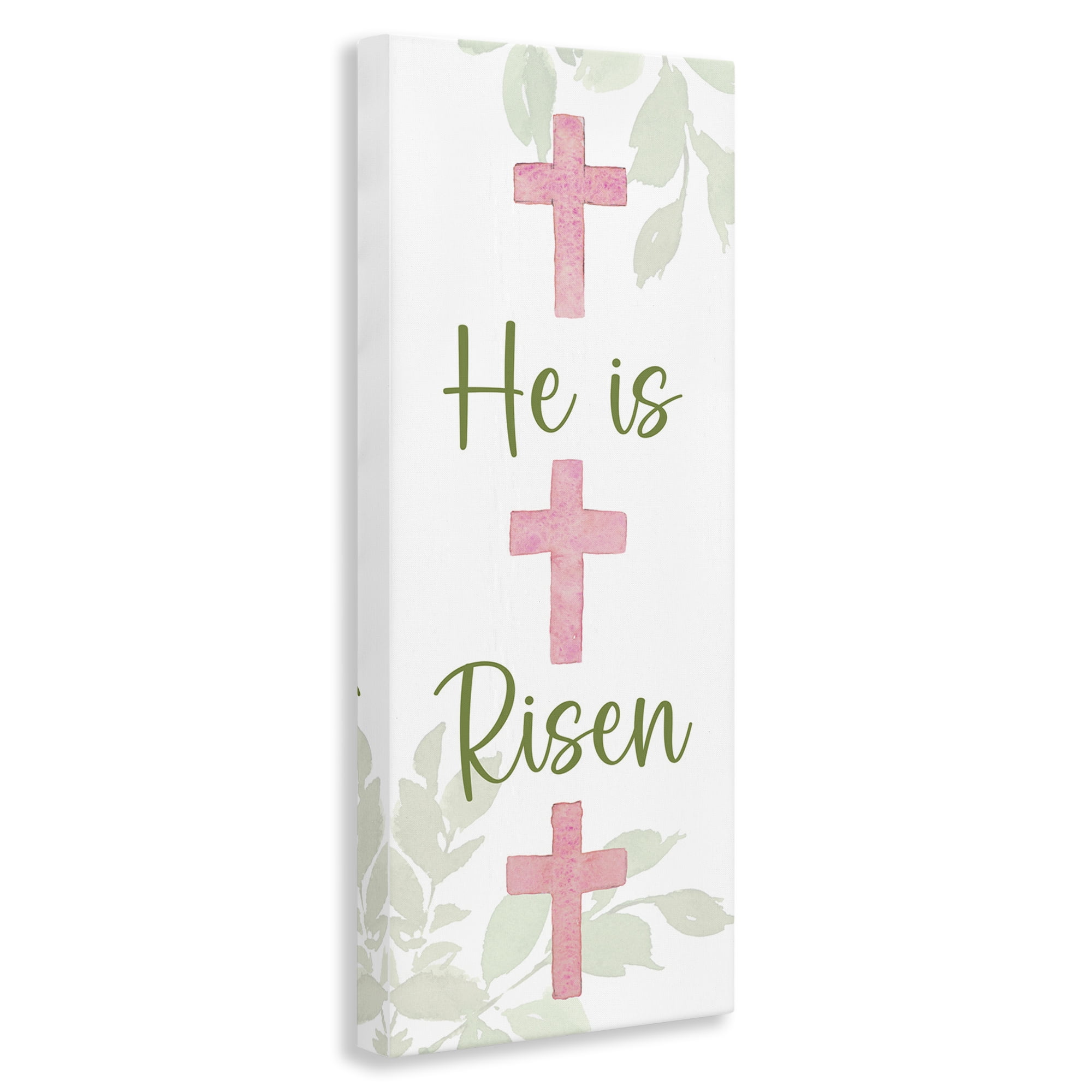 Stupell Industries He Is Risen Proverb Religious Painting Gallery Wrapped Canvas Art Print Wall Art, 10 x 24