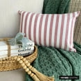 thumbnail image 2 of Holiday Striped Lumbar Pillow Cover, 12" x 26" Red Cotton Pillowcase, Farmhouse Check & Stripe Christmas Oblong Pillow Cover For Sofa Couch, Hotels, Living Room, Bed Room - Lush Lines Red, 2 of 10