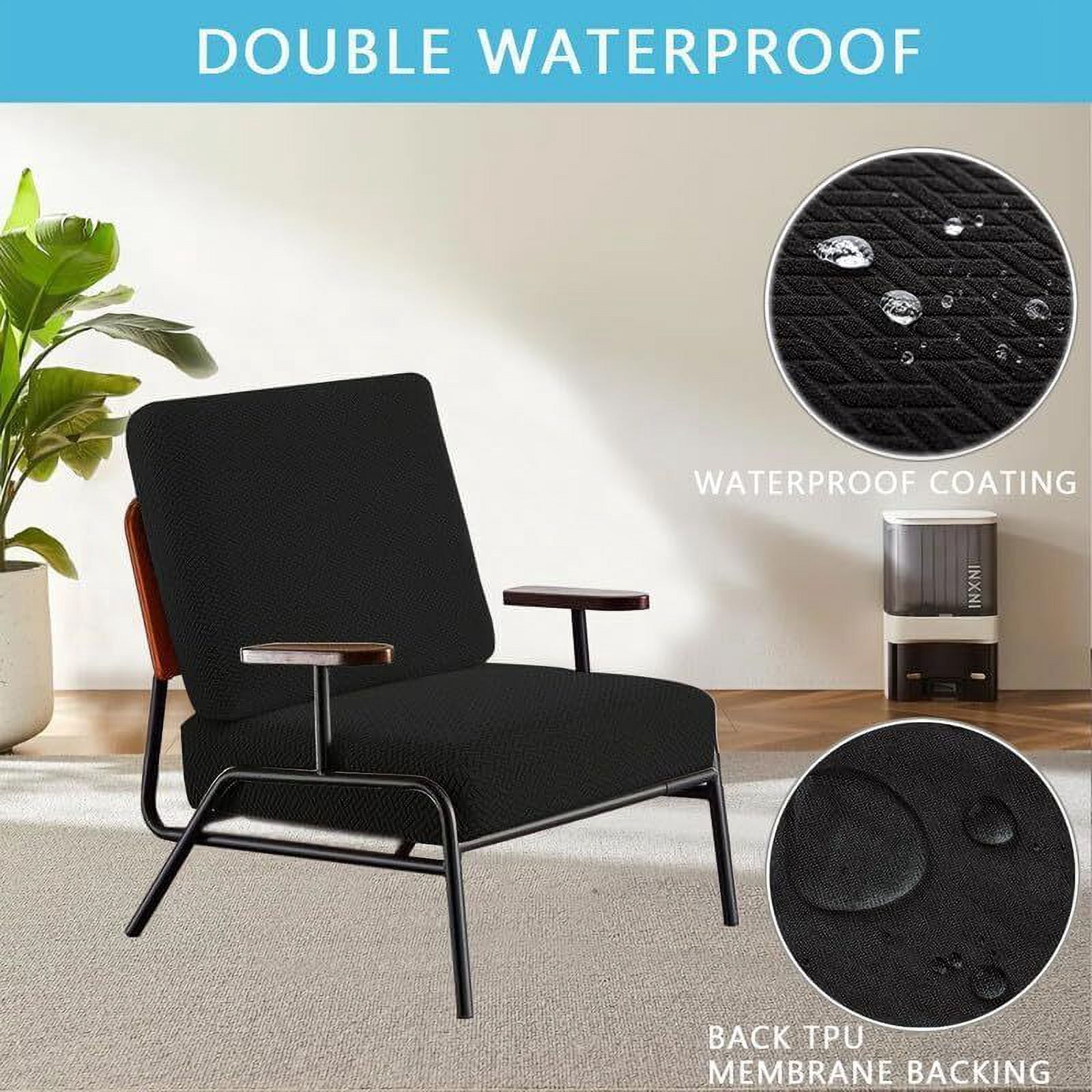 JIAN YA NA Outdoor Waterproof Couch Cushion Covers, Stretch Individual Patio Chair Cushion Outdoor Seat Cushion Pad Replacement Sofa Cushion Protector Sofa Slipcover (Black, 2Pcs)