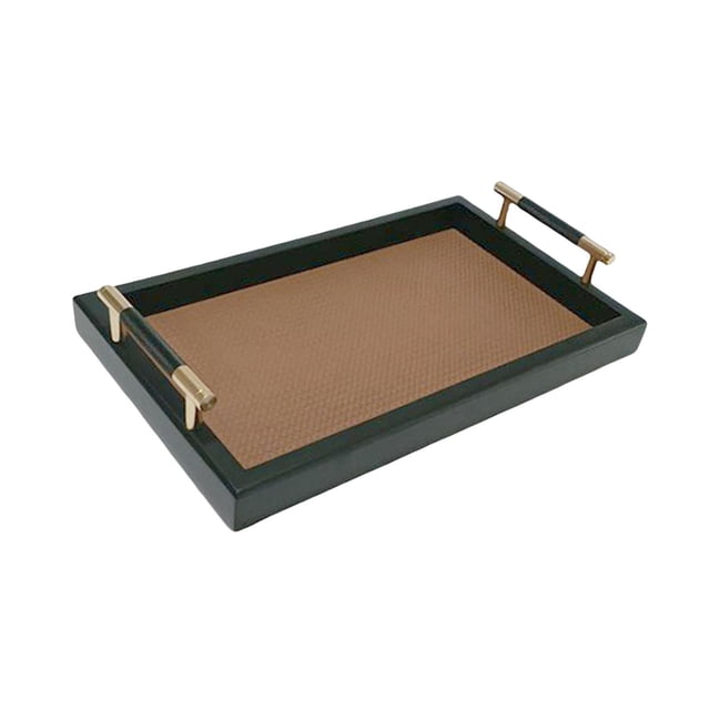 Bandeja de tocador para maquillaje, bandeja para servir con asas, mesa de centro, encimera Marrón