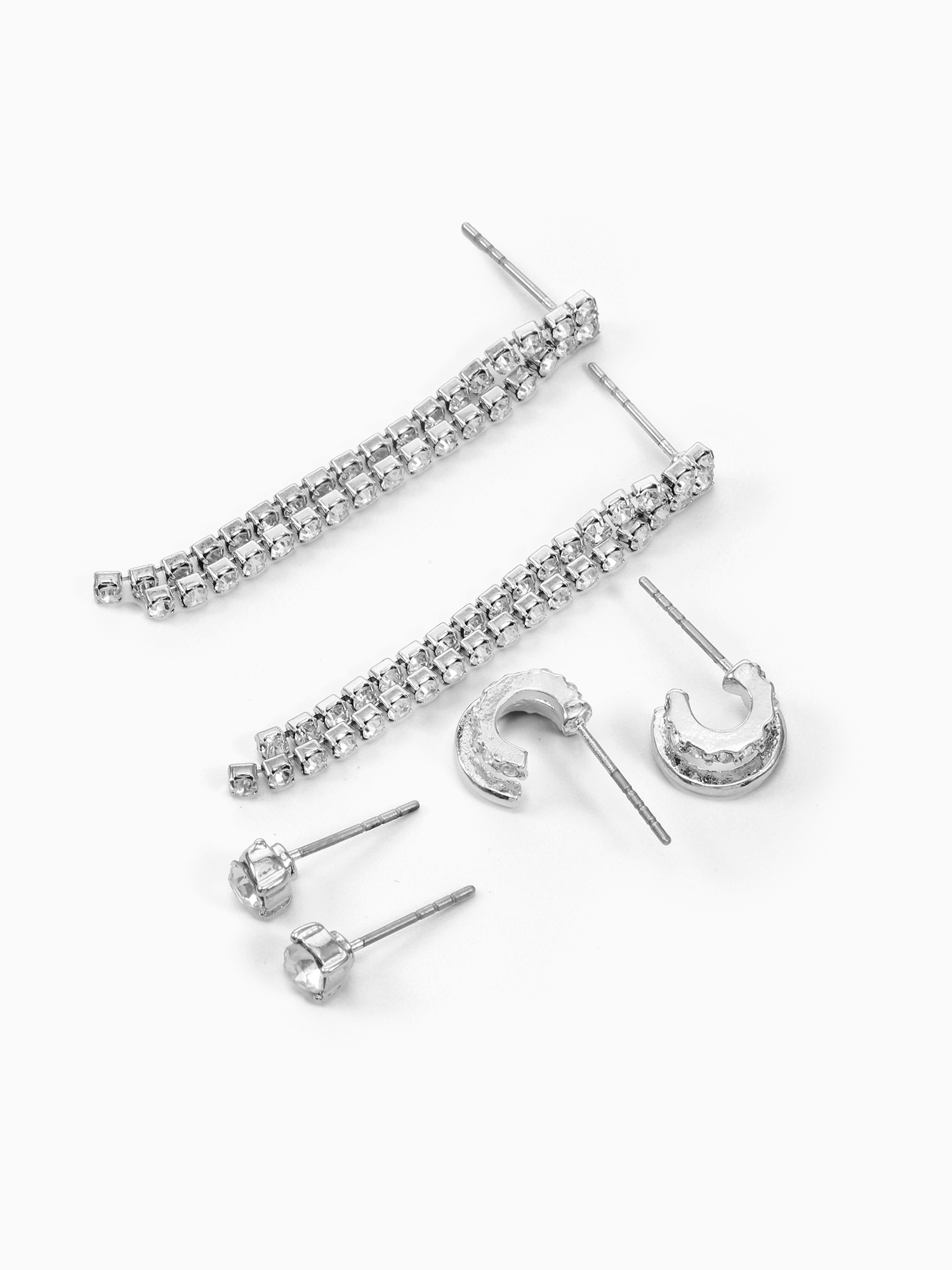 Time and Tru Women's Silvertone Earring Set, 3 Pairs