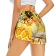 thumbnail image 3 of Xecao's Honey Bee for a double-layer running short for women, perfect for gym, tennis, and more, featuring a convenient pocket., 3 of 9