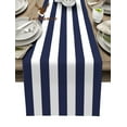 thumbnail image 2 of Navy Blue White Stripes Table Runner Home Wedding Table Flag Mat Table Centerpieces Decoration Party Dining Long Tablecloth, 2 of 7