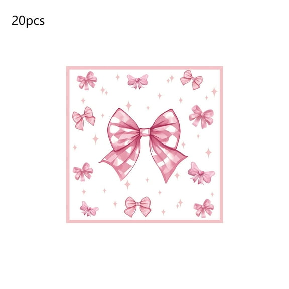 chaungfeng Pink Bow Party Supplies Disposable Party Decorations, 20pc Napkins for Bridal Shower Birthday Wedding Valentine's Day