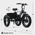 thumbnail image 5 of NOMIGO Electric Tricycle, 7 Speed 3 Wheel Electric Bicycle with 48V 15Ah Lithium Battery, Max 20MPH 20*4.0” Fat Tire Electric Tricycle for Unisex Adults with Rear Basket Black, 5 of 9