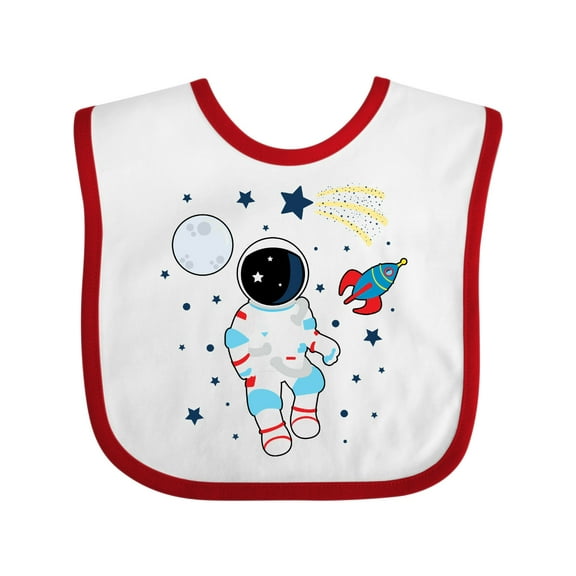 Inktastic Astronaut the Moon Spaceship and Shooting Star for Light Colors Boys or Girls Baby Bib