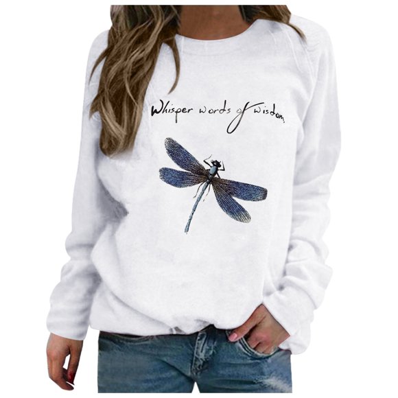 outfmvch hoodies for women print long-sleeved sweatshirt casual pullover womens tops womens sweaters white