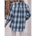 thumbnail image 2 of Michellecmm Women Fashion Shirts Plaid Turn-Down Collar Button Down Tie Knot Long Sleeve Blouses Spring Fall Casual Loose Tops Streetwear, 2 of 8