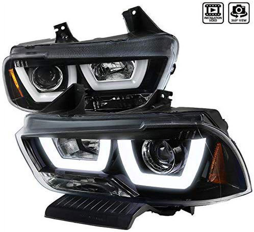 Dual LED Halo Projector Headlights For Acura TSX 2009-2014 – Black Housing, Clear Lens, DOT/SAE, Pair