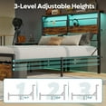 thumbnail image 2 of Pinmoco Queen Size Bed Frame with 49.2" High LED Storage Headboard Shelf, Metal Platform Bed, Rustic, 2 of 7