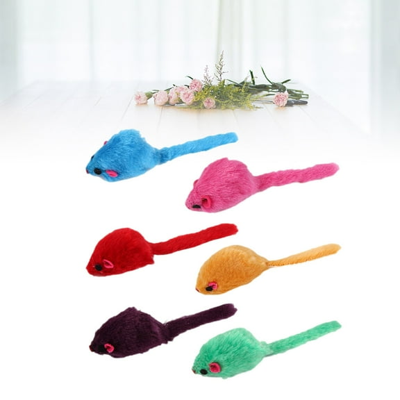 Etereauty Pet Toys Favors,12Pcs Pet Cat Toy Plush Little Mouse Shaped Cat Toy Realistic Sound Pet Toys